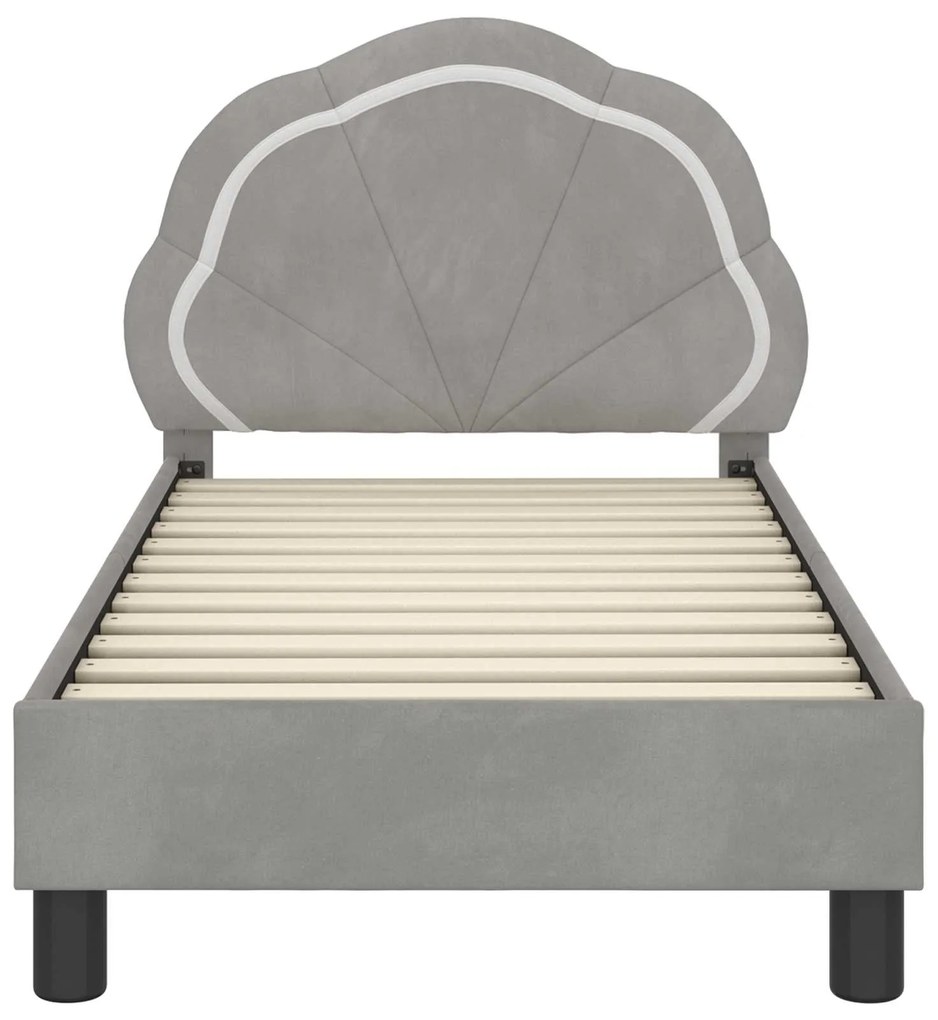 vidaXL Κρεβατική βάση για παιδιά με προσκέφαλο Ανοιχτό γκρι