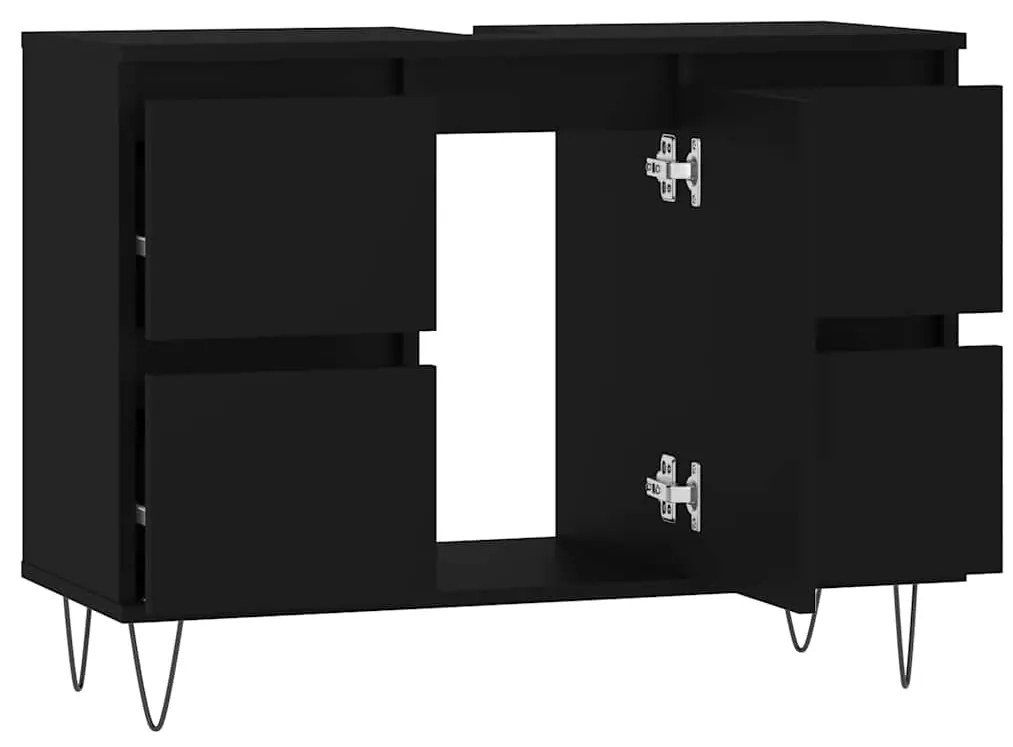 vidaXL Ντουλάπι Μπάνιου Μαύρο 80 x 33 x 60 εκ. από Επεξεργασμένο Ξύλο