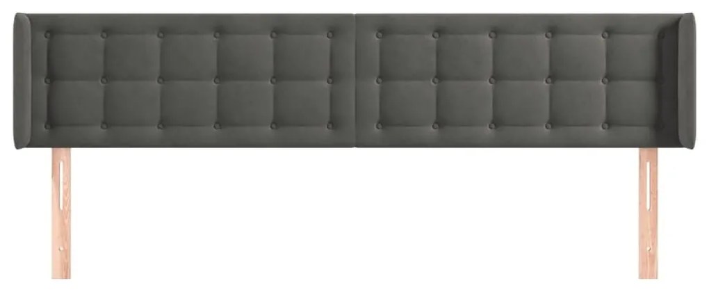 Κεφαλάρι με Πτερύγια Σκούρο Γκρι 163x16x78/88 εκ. Βελούδινο - Γκρι
