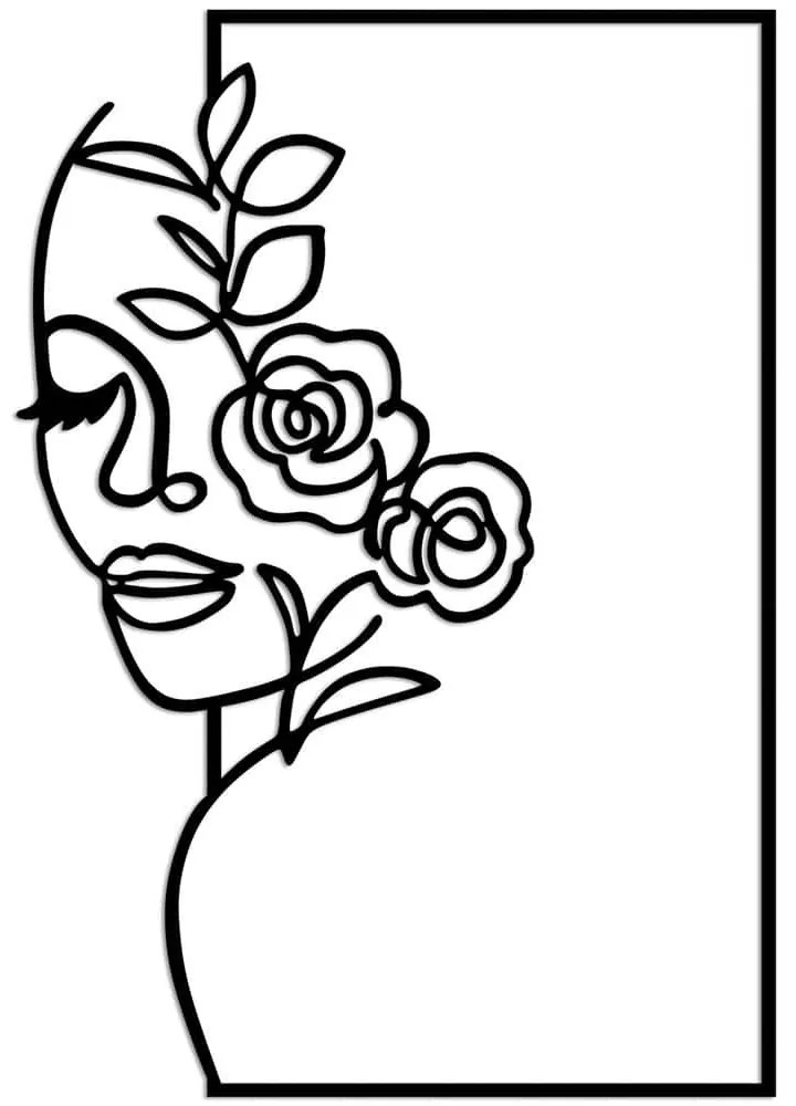 Διακοσμητικό Τοίχου Flower Woman 891TNL3235 46x70cm Black Wallity Μέταλλο