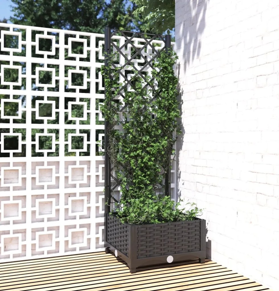 Γλάστρα Κήπου με Πλέγμα Μαύρη 40x40x121,5 εκ. από Πολυπροπυλένιο