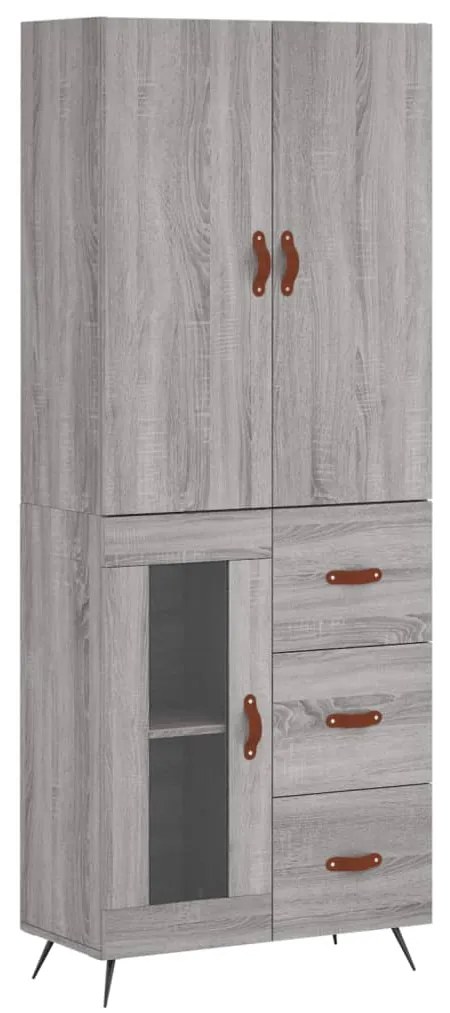 vidaXL Ντουλάπι Γκρι Sonoma 69,5 x 34 x 180 εκ. Επεξεργασμένο Ξύλο