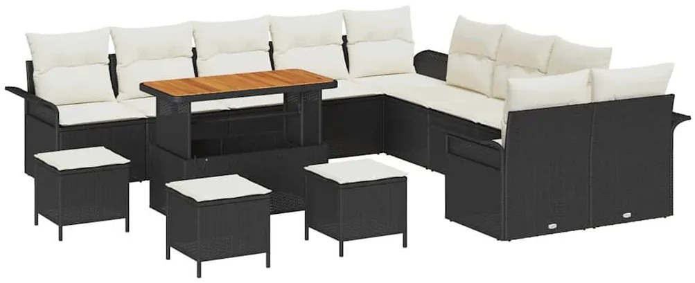 vidaXL Σετ Καναπέ Κήπου 14 pcs Μαύρο, Κρέμα 110 x 55 x 71 εκ
