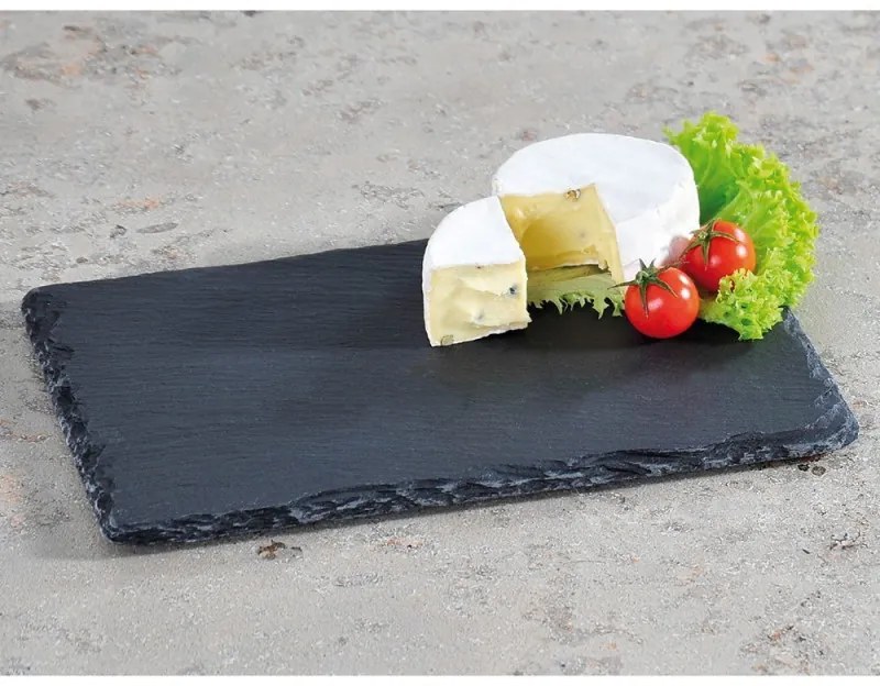 Δίσκος σερβιρίσματος Kesper 38100, 30x20cm, Σχιστόλιθος, Αντιολισθητικά πόδια, Μαύρο