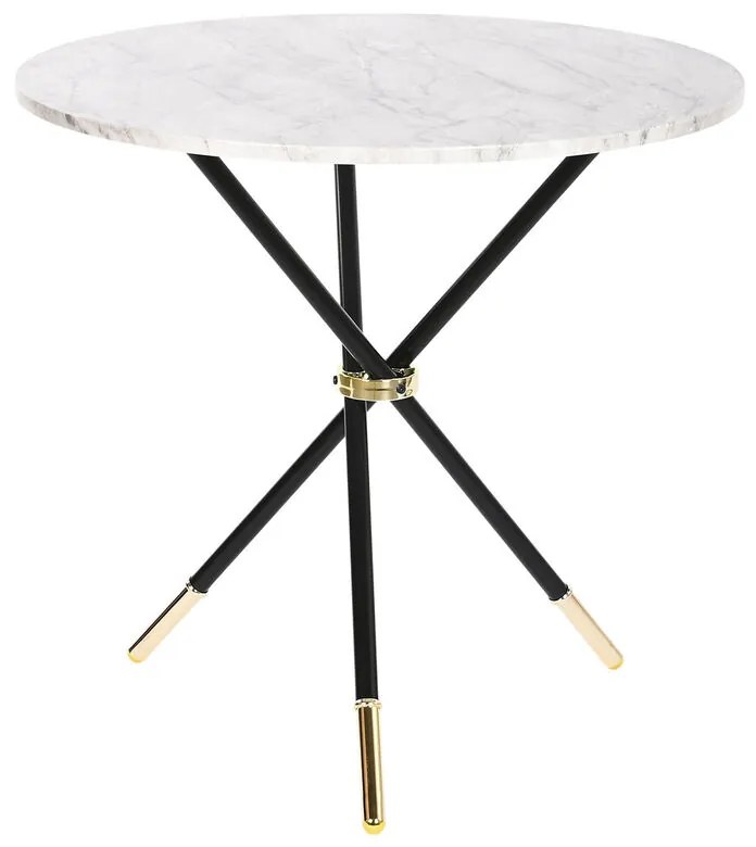 Βοηθητικό Τραπέζι DKD Home Decor Λευκό Μαύρο Χρυσό Μέταλλο Ξύλο MDF 80 x 80 x 76 cm
