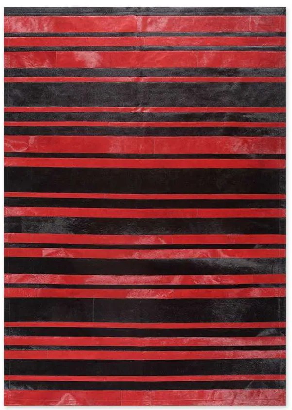 Δερμάτινο Χειροποίητο Χαλί Skin Stripes Black-Red