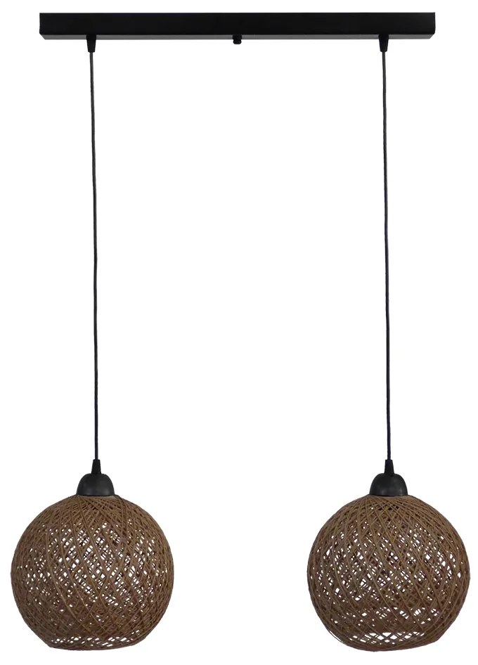 Φωτιστικό Οροφής Δίφωτο Heronia Silk 31-1211 Rope Natural/Black