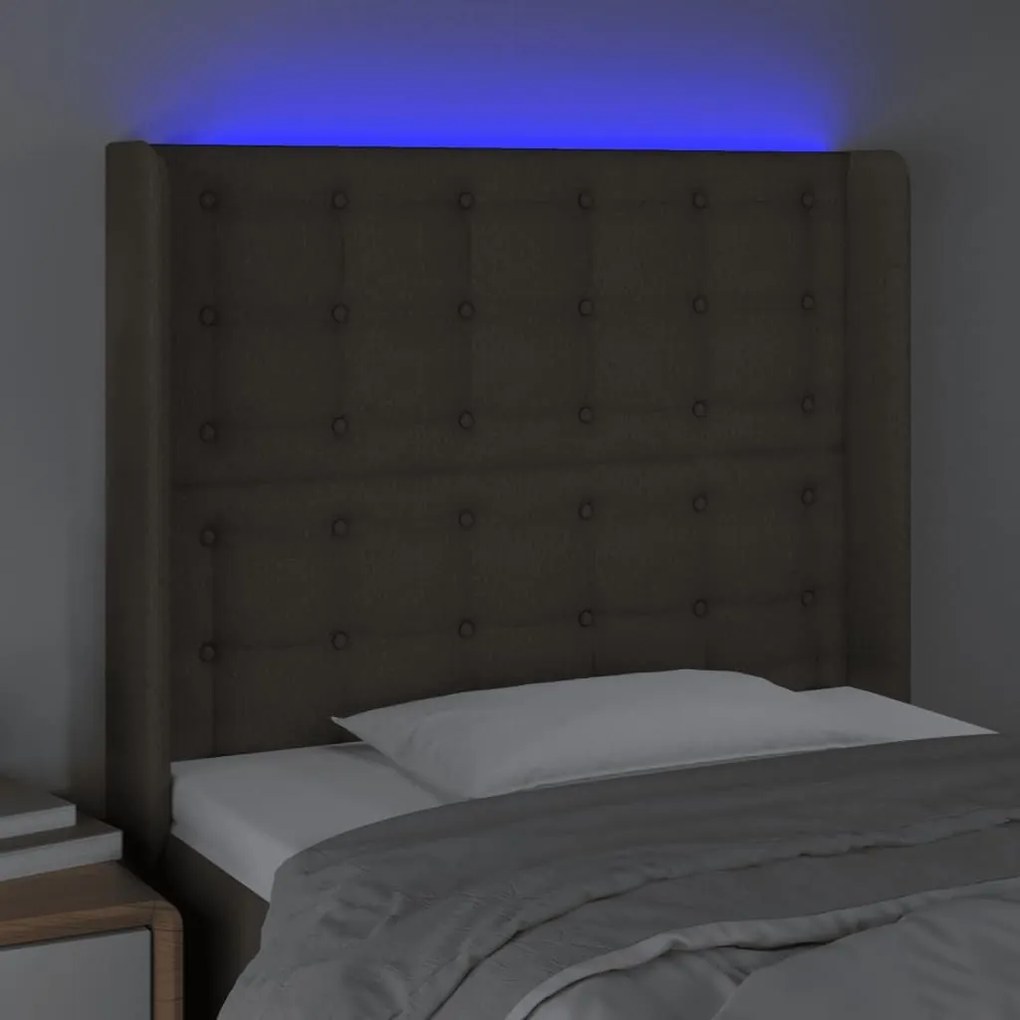 Κεφαλάρι Κρεβατιού LED Taupe 103x16x118/128 εκ. Υφασμάτινο - Μπεζ-Γκρι