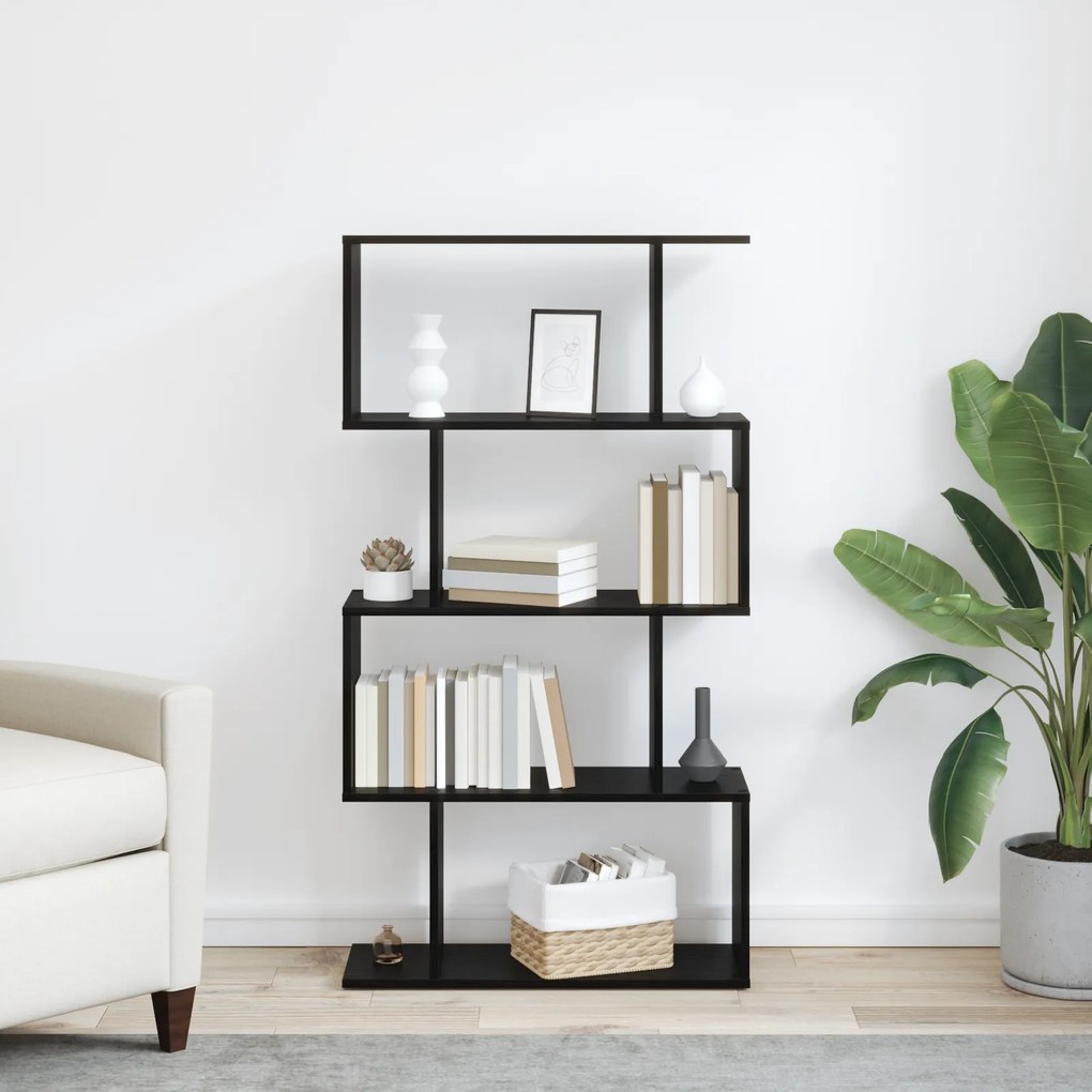 vidaXL Βιβλιοθήκη Μαύρη Οξυά 70 x 24 x 129 εκ. Επεξεργασμένο ξύλο