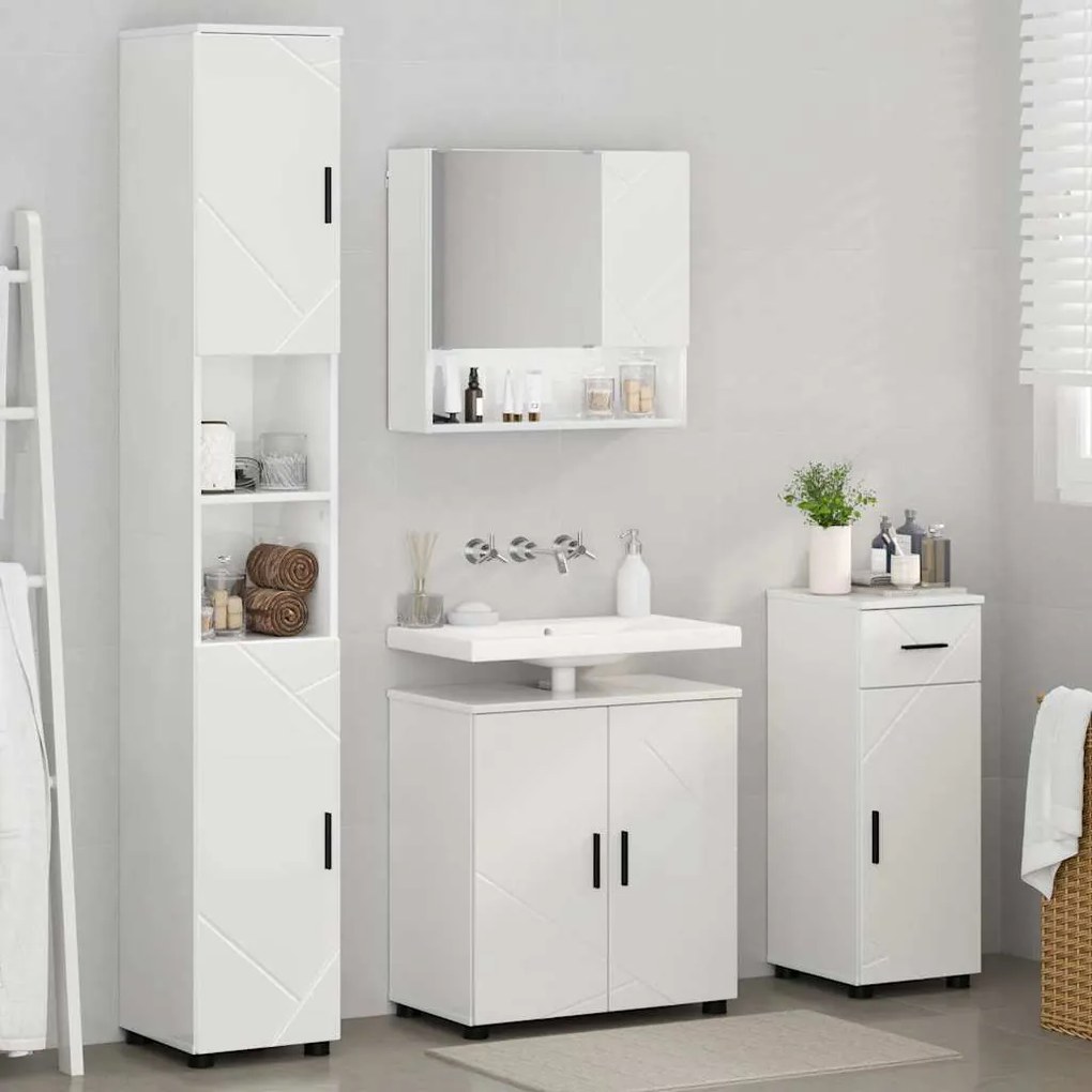 vidaXL Σετ Επίπλων Μπάνιου 4 pcs Γυαλιστερό λευκό 61 x 35 x 64 εκ.