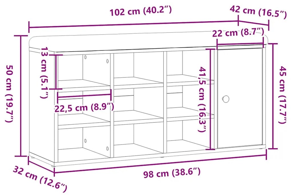 ΠΑΓΚΟΣ ΠΑΠΟΥΤΣΙΩΝ  ARTISAN OAK 102X32X50 CM ΚΑΤΑΣΚΕΥΑΣΜΕΝΟ ΞΥΛΟ 857622