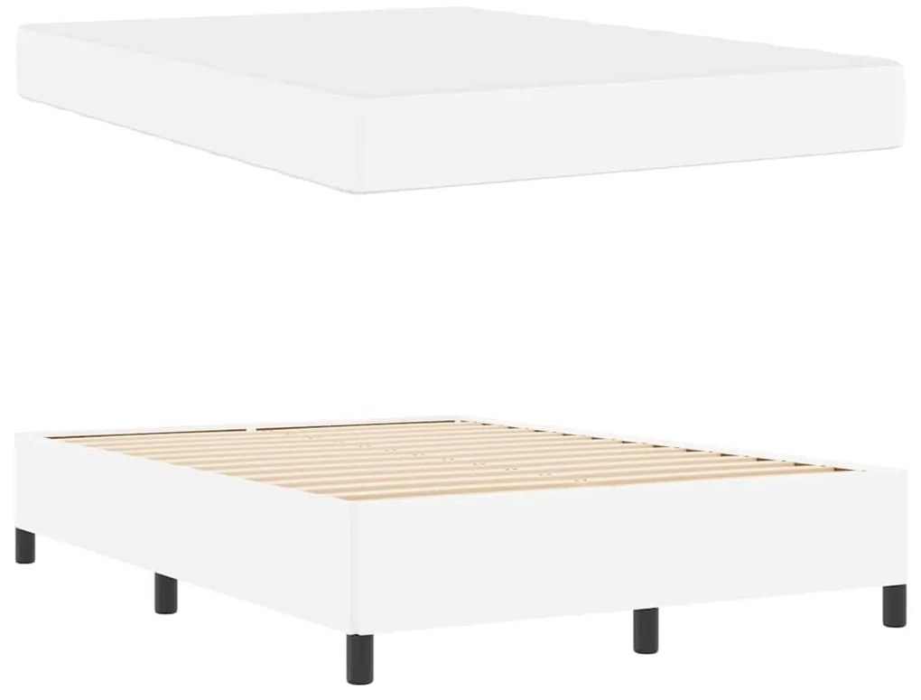 vidaXL Σκελετός κρεβατιού με στρώμα Λευκό 140 x 200 cm Τεχνητό δέρμα