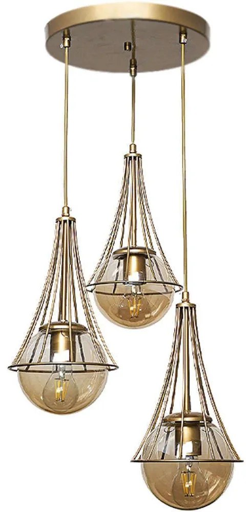 Φωτιστικό Οροφής Chavi 0124518 40x40x90cm 3xE27 60W Gold Megapap Metal