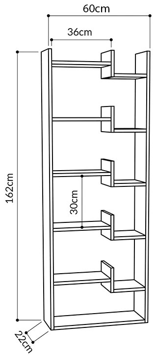 Βιβλιοθήκη μελαμίνης Oppa Megapap χρώμα λευκό 60x22x162εκ. - GP037-0036,5 - GP037-0036,5