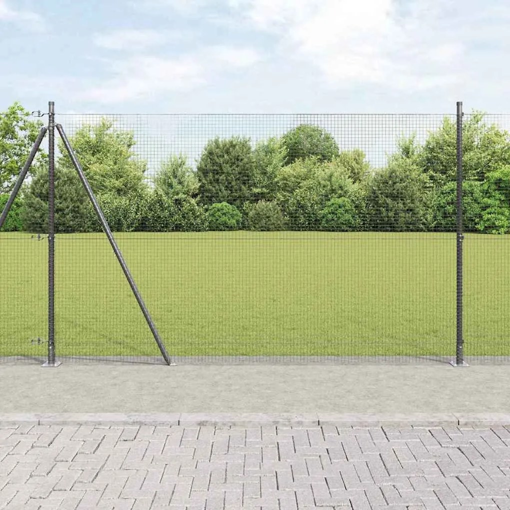 vidaXL Φράχτης με Στήλες. Γκρι 1.5 x 25 m Ατσάλι