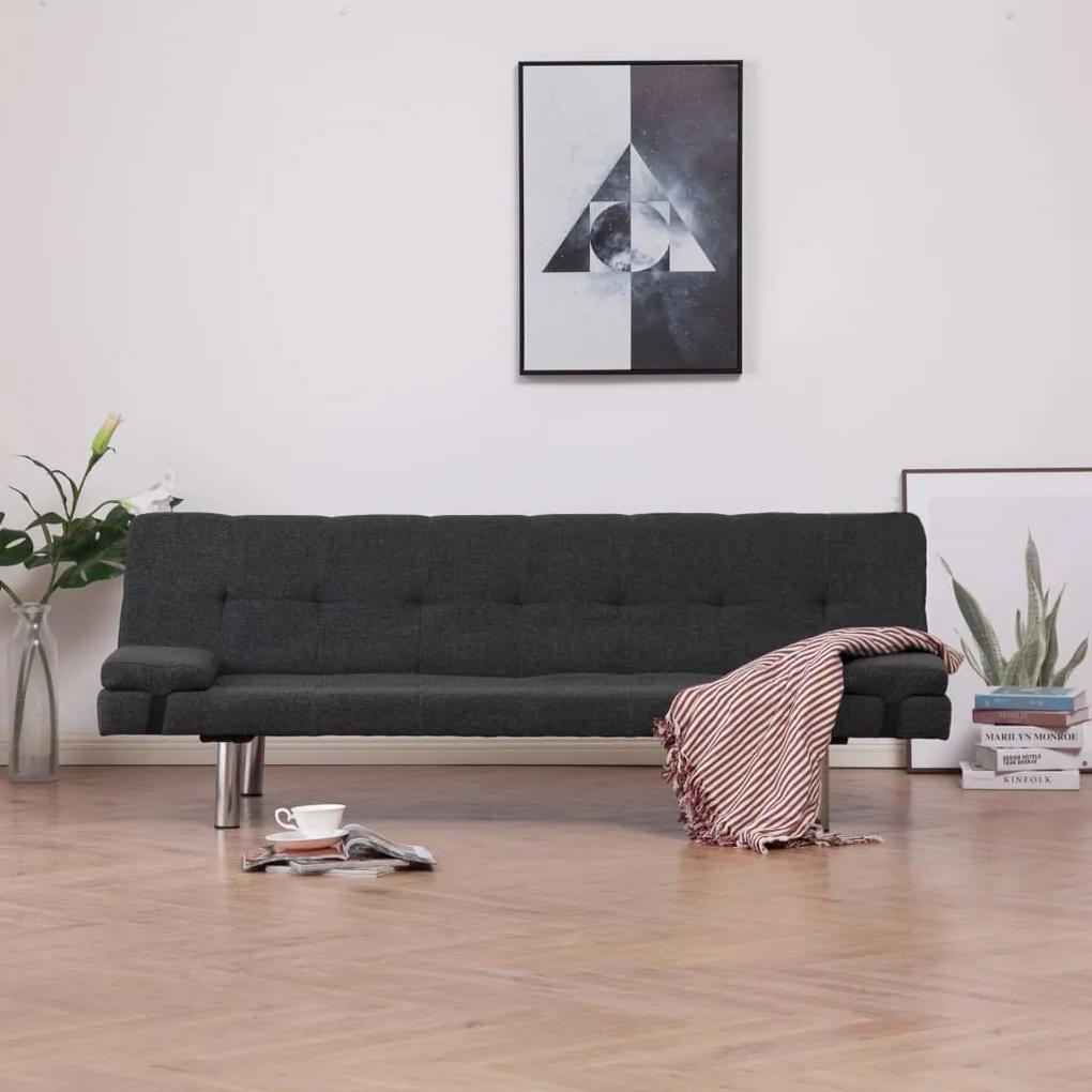 Καναπές - Κρεβάτι με Δύο Μαξιλάρια Σκούρο Γκρι από Πολυεστέρα