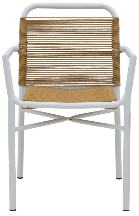 Καρέκλα - Πολυθρόνα αλουμινίου Clutch στοιβαζόμενη λευκός σκελετός-φυσικό rattan 55x56x80 εκ. 55x59x80 εκ.
