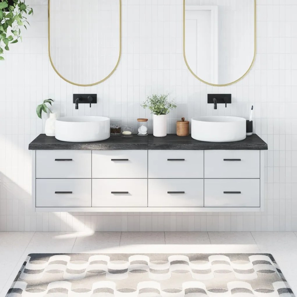 Πάγκος Μπάνιου Σκούρο Καφέ 180x50x(2-6) εκ. Επεξεργ. Μασίφ Ξύλο