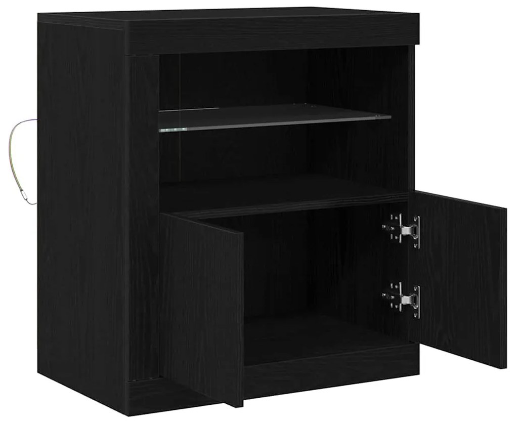 vidaXL Πλευρικό Τραπέζι LED Μαύρο 60,5 x 37 x 67 εκ Επεξεργασμένο ξύλο