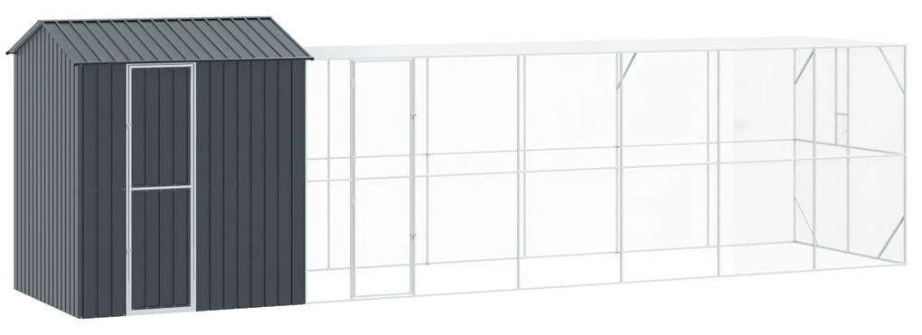 vidaXL Aviary για Πουλιά με Προέκταση Ανθρακί 210x817x247 εκ Ατσάλι