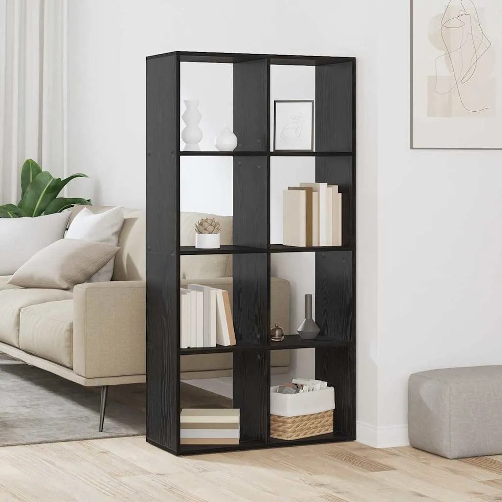 vidaXL Βιβλιοθήκη Μαύρη δρυς 69.5 x 29 x 137.5 εκ Επεξεργασμένο ξύλο