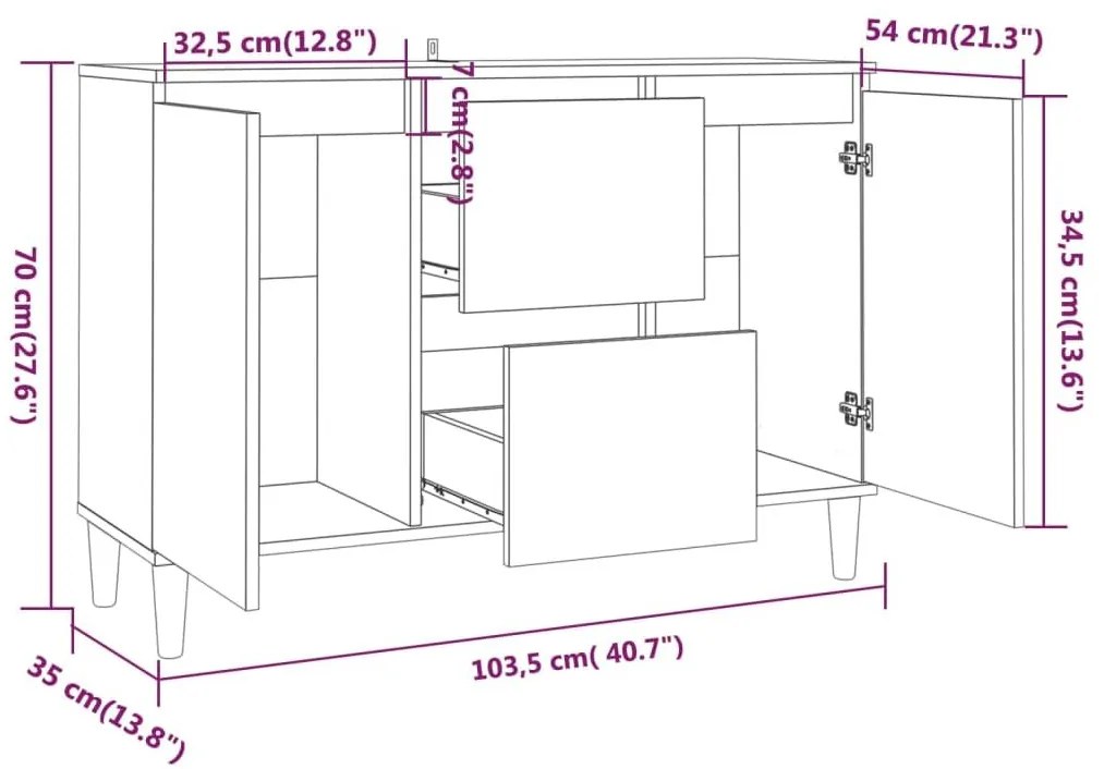 Μπουφές Γκρι Sonoma 101 x 35 x 70 εκ. από Επεξεργασμένο Ξύλο - Γκρι