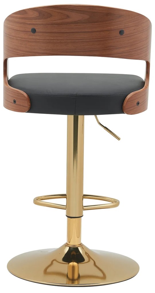 Σκαμπό Bar ArteLibre SINDRI Μαύρο/Καφέ Ξύλο/PU/Αλουμίνιο 48x49x91-112cm