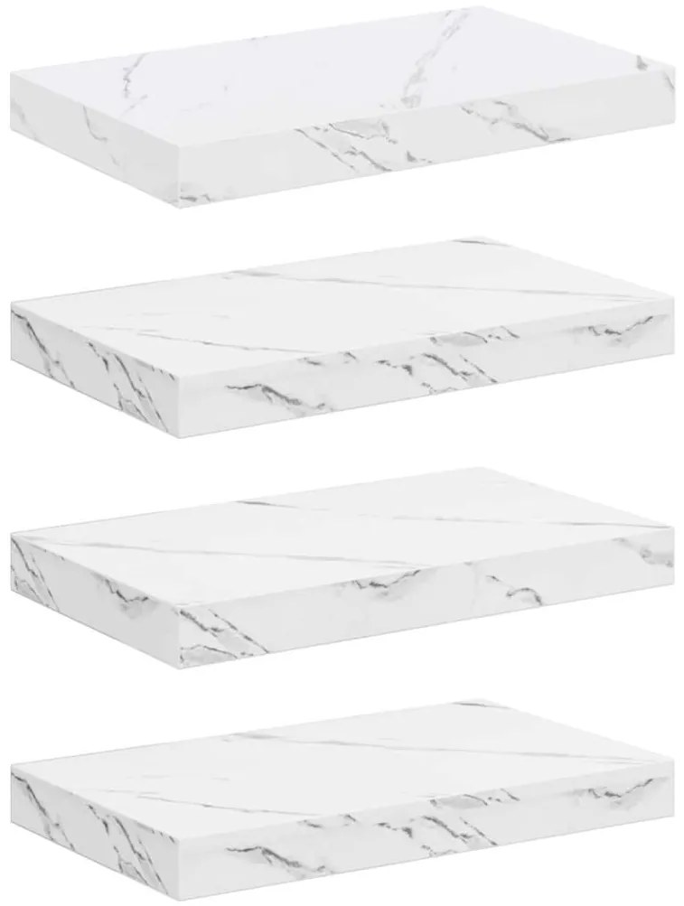 vidaXL Ράφι Τοίχου Επιτοίχιο 4 pcs Λευκό Μάρμαρο 40 x 23,5 x 4 εκ