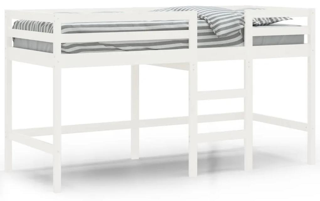 Κρεβάτι Παιδικό Υπερ. Σκάλα Λευκό 90x200εκ. Μασίφ Ξύλο Πεύκου - Λευκό