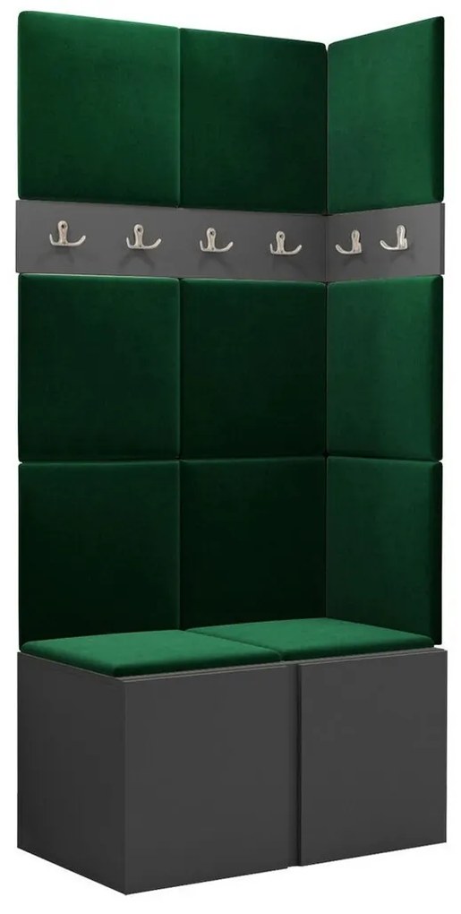 Σετ διαδρόμου Hartford 264, 186x84x46cm, 27 kg, Γραφίτης, Ταπισερί, Πλαστικοποιημένη μοριοσανίδα, Τοίχου, Εντοιχισμένη | Epipla1.gr
