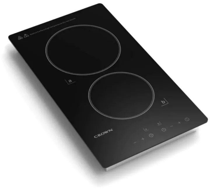 Εντοιχιζόμενη κεραμική εστία Crown VCP 32D, 3000W, Χρονοδιακόπτης, Αριθμός Εστιών 2, Χειριστήριο αφής, Μαύρο χρώμα