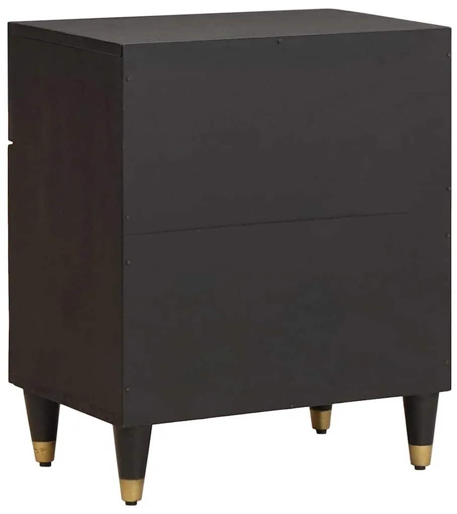 vidaXL Κομοδίνο με Πόρτα Μαύρο 50 x 33 x 60 εκ Στερεό ξύλο μάνγκο