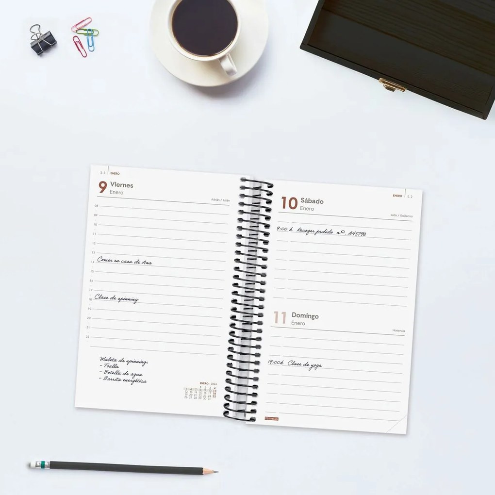 Ατζέντα Finocam YEAR Μαύρο 11,7 x 18,1 cm 2026