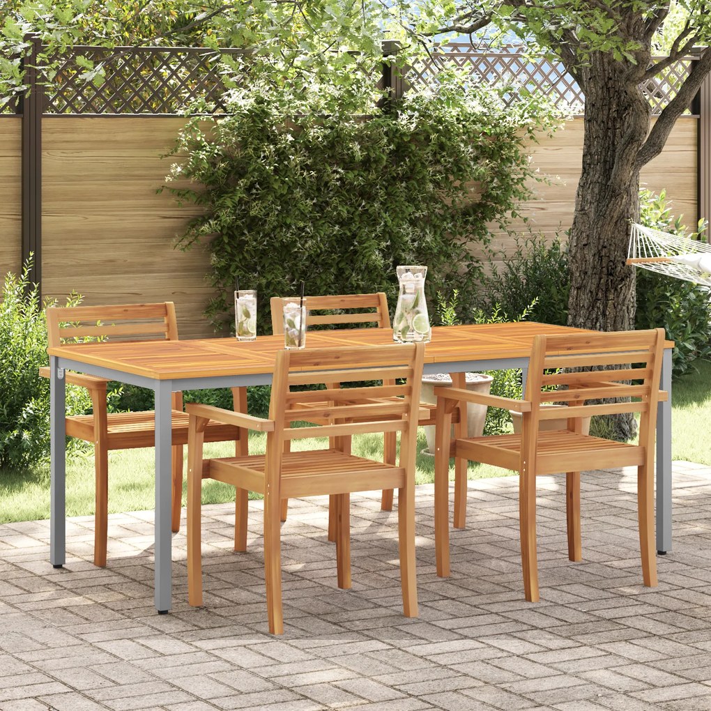 vidaXL Τραπεζάκι Κήπου 200x90x75 εκ. από Μασίφ Ξύλο Ακακίας και Μέταλλο