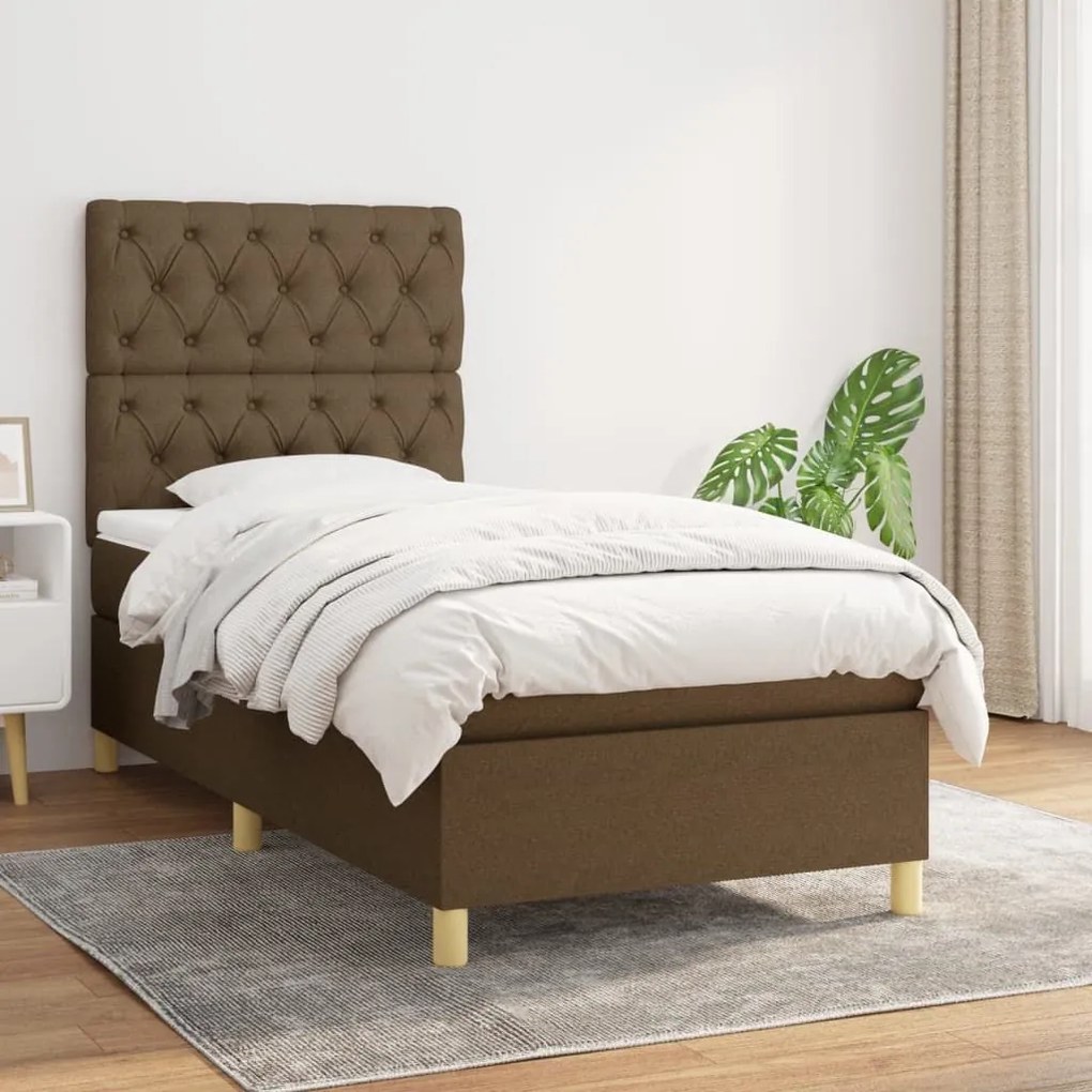 ΚΡΕΒΑΤΙ BOXSPRING ΜΕ ΣΤΡΩΜΑ ΣΚΟΥΡΟ ΚΑΦΕ 80X200 ΕΚ. ΥΦΑΣΜΑΤΙΝΟ 3142532