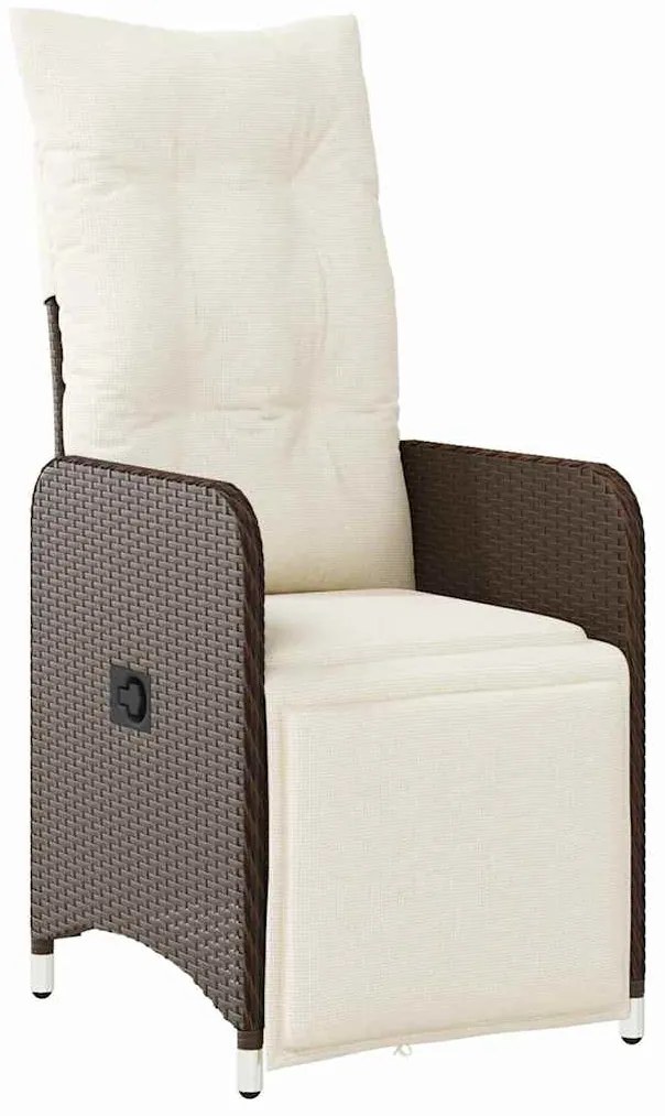 vidaXL Σέτ φαγητού για κήπο με μαξιλάρι 7 pcs Καφέ Πολυ ράταν