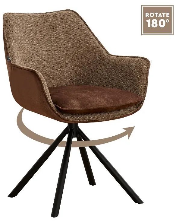 Πολυθρόνα Περιστρεφόμενη 5064 Fylliana με Μεταλλικά Πόδια Καφέ και Καφέ Ύφασμα 62x61,5x84 εκ. 62x61.5x84 εκ.