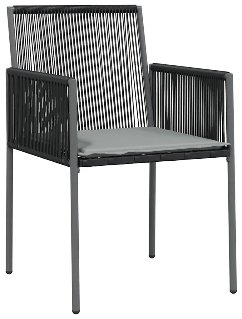 vidaXL Σέτ φαγητού για κήπο 3 pcs Μαύρο Ράτα PE