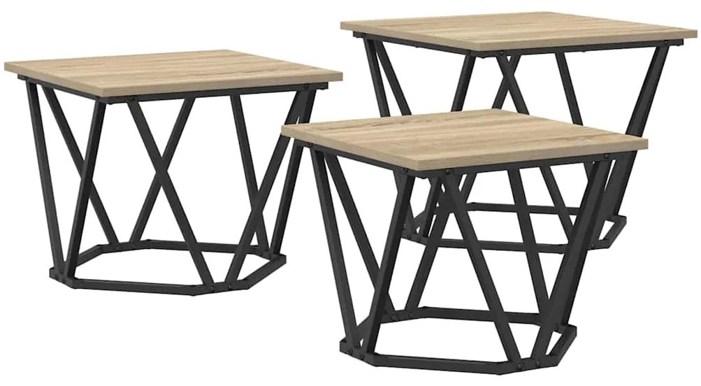vidaXL Τραπεζάκι σαλονιού 3 pcs Sonoma Δρυς 50 x 50 x 40 cm