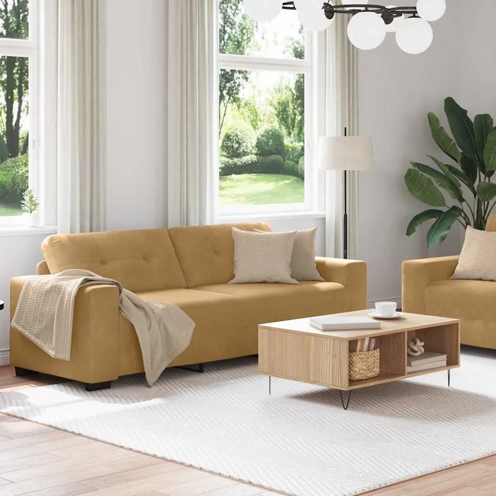 vidaXL Σετ Καναπέ 2 pcs Καφέ 221 x 78 x 80 εκ Βελούδο