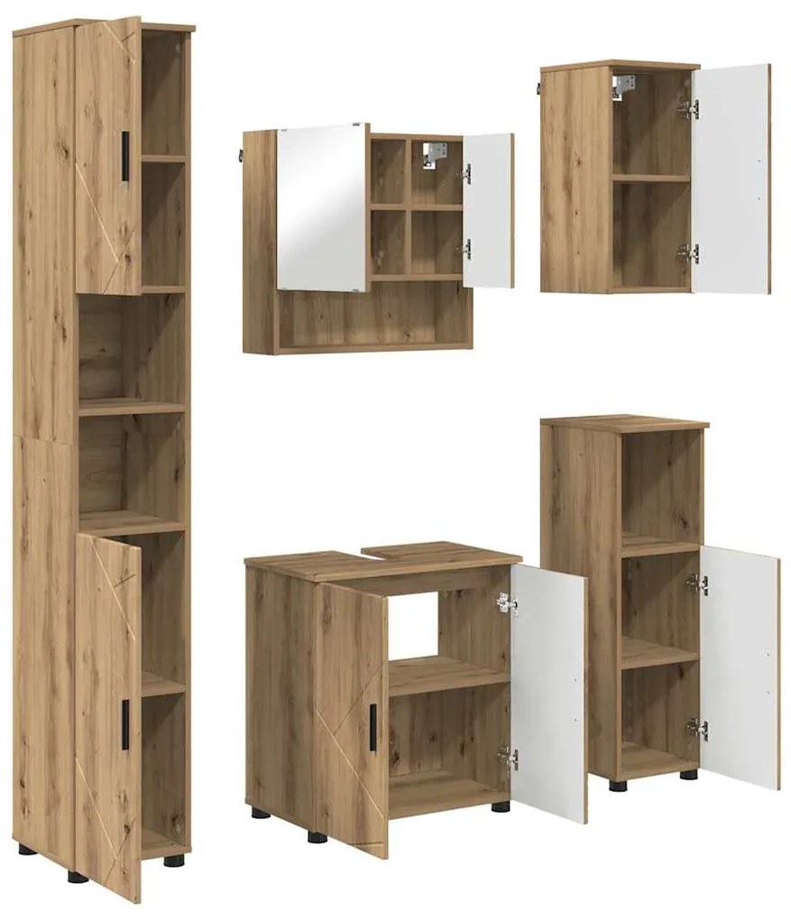 vidaXL Σετ Επίπλων Μπάνιου 5 pcs artisan δρυς 61 x 35 x 64 εκ.