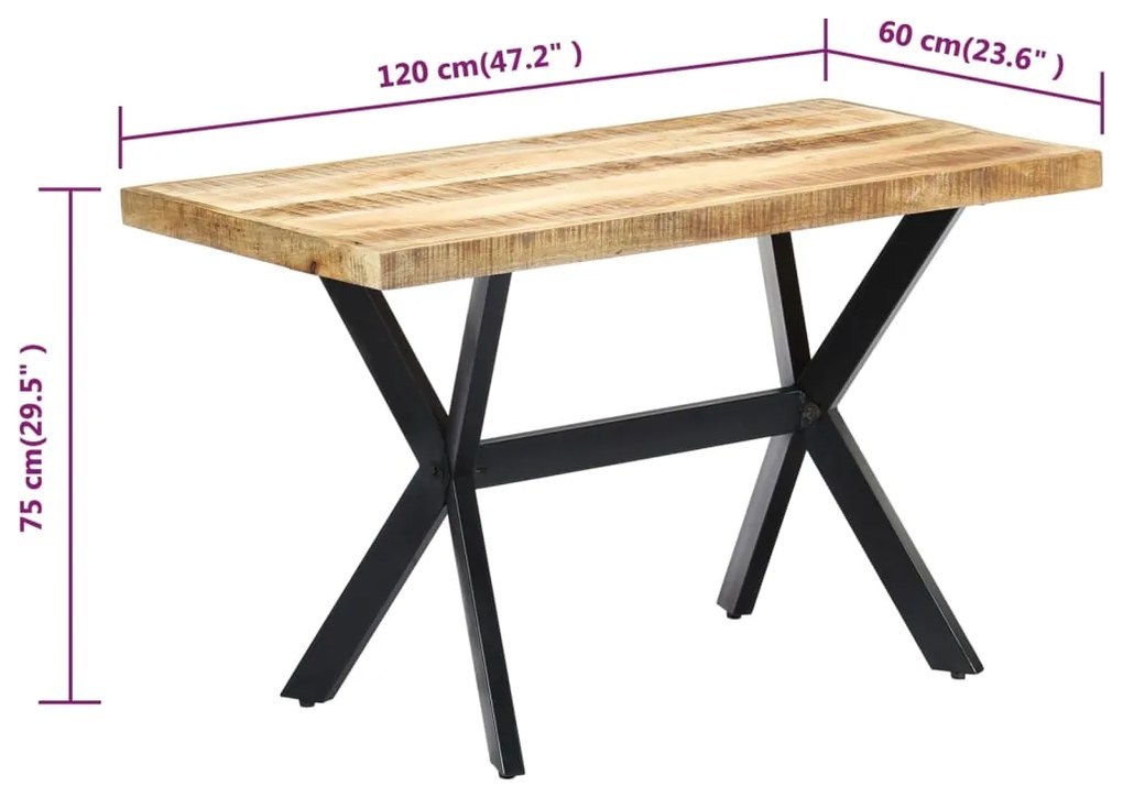 vidaXL Τραπεζαρία 120 x 60 x 75 εκ. από Μασίφ Ακατέργαστο Ξύλο Μάνγκο