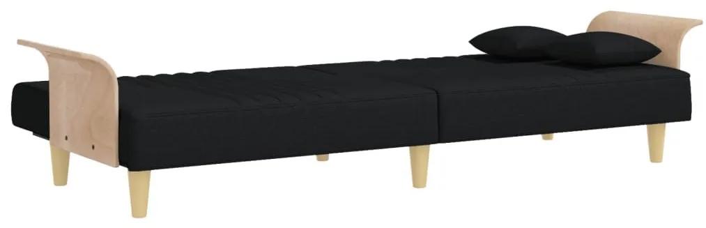Καναπές Κρεβάτι με Μπράτσα Μαύρος Υφασμάτινος - Μαύρο