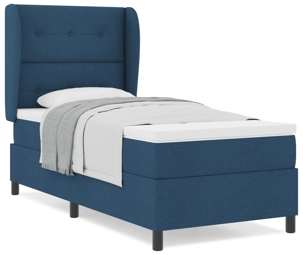 vidaXL Κρεβάτι Box Spring με Στρώμα Μπλε 80x200 εκ. Υλικό