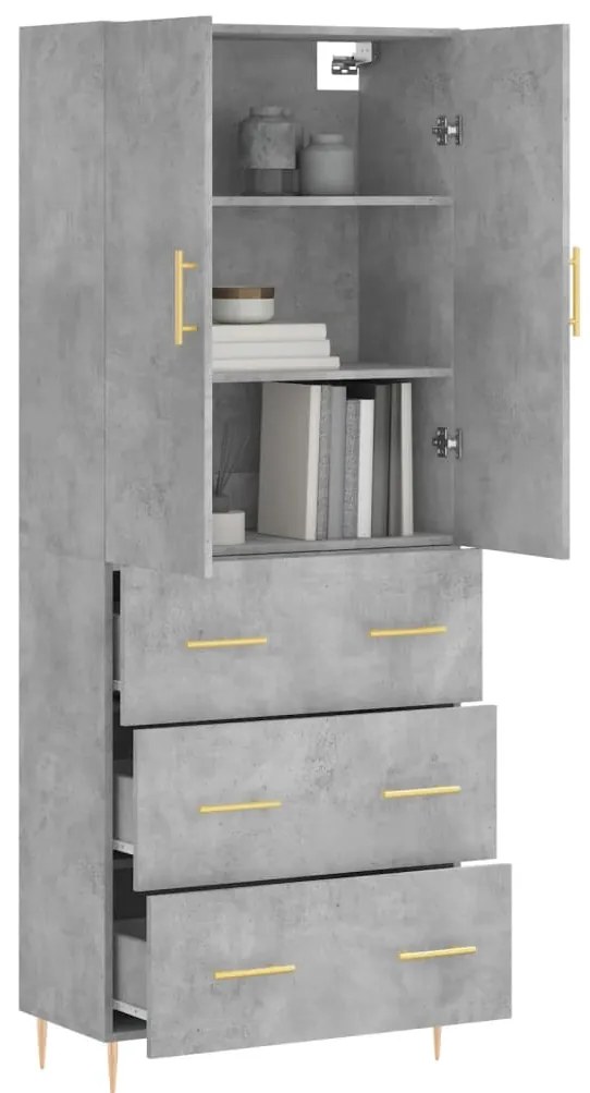 vidaXL Ντουλάπι Γκρι Σκυροδέματος 69,5x34x180 εκ. Επεξεργασμένο Ξύλο