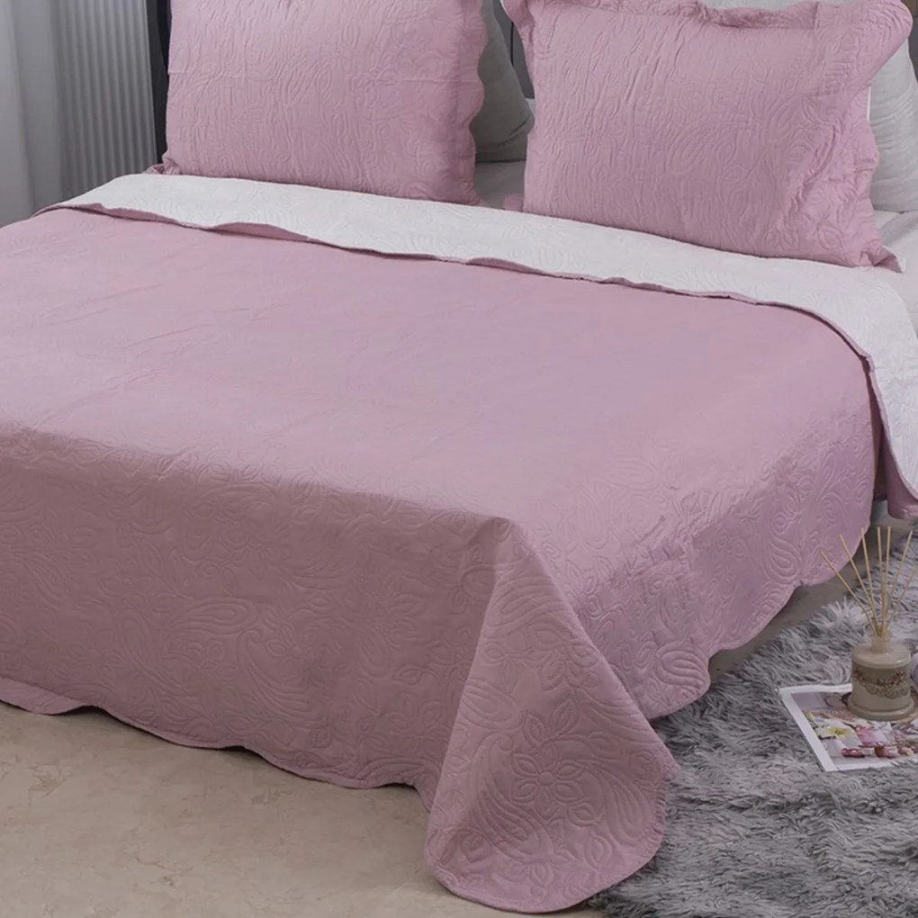 Κουβερλί Υπέρδιπλο (Σετ 220x240) 2 Όψεων Silk Fashion Solid Amethyst