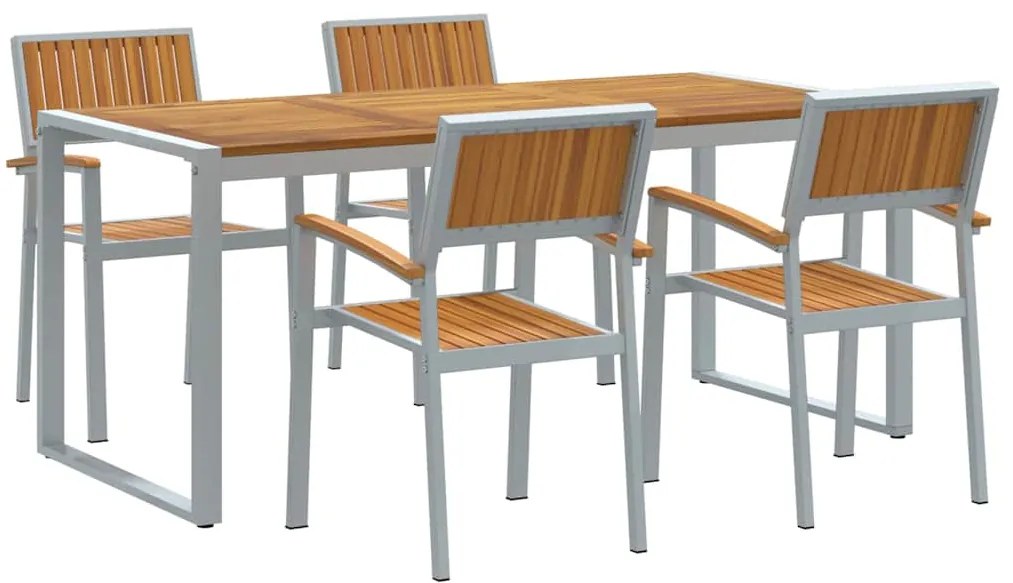 vidaXL Σέτ φαγητού για κήπο 5 pcs Γκρι και καφέ 180 x 90 x 75 cm