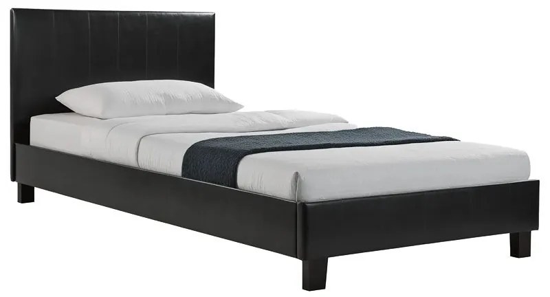 Κρεβάτι Nevil pakoworld 100x200 PU χρώμα μαύρο ματ