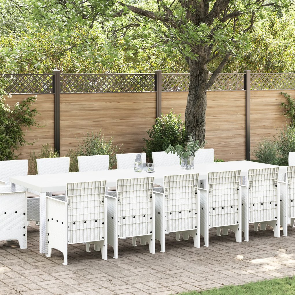 vidaXL Σετ Τραπεζαρίας Κήπου 15 pcs Λευκό Large Ρατάν πολυαιθυλενίου