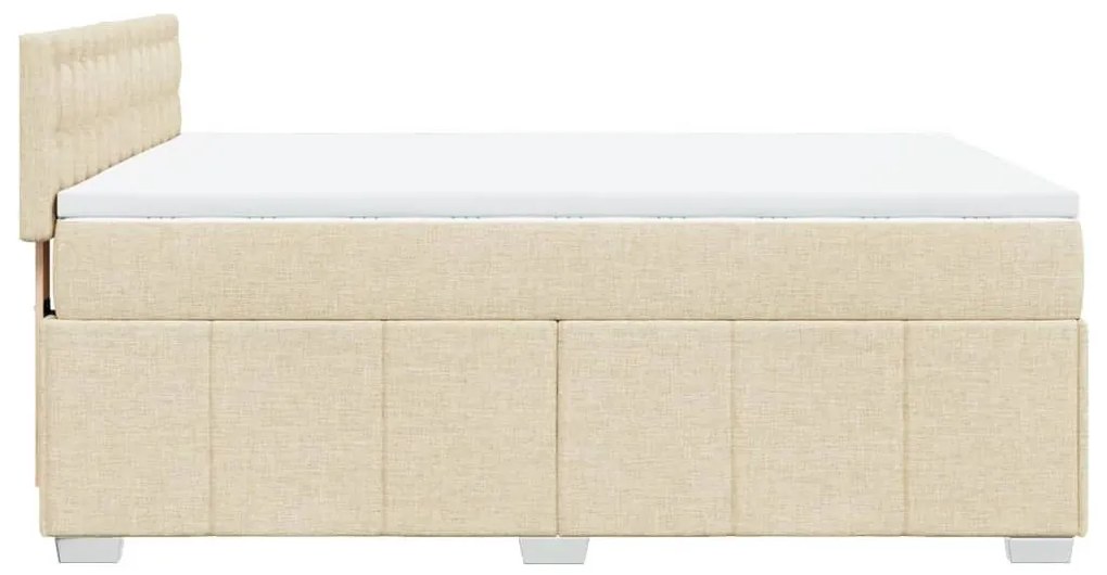 Κρεβάτι Boxspring με Στρώμα Κρεμ 140x190 εκ. Υφασμάτινο - Κρεμ